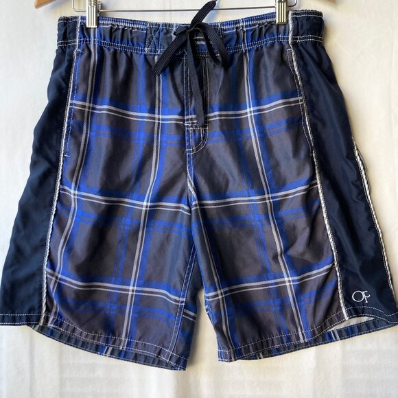 O'Neill Plaid Swim Trunks Mens Size 30 Black Blue Board Shorts Bathing Suit - Picture 1 of 13